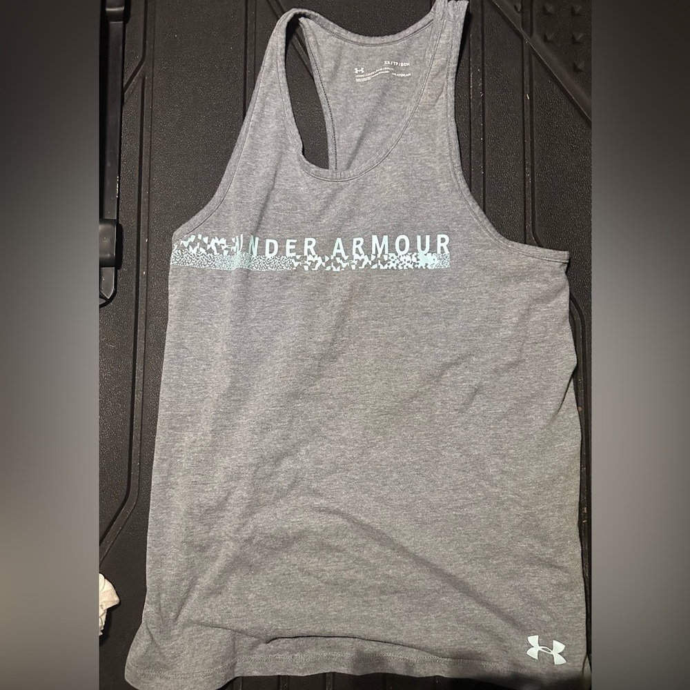 Under Armour Heather Gray Tank with White Accents